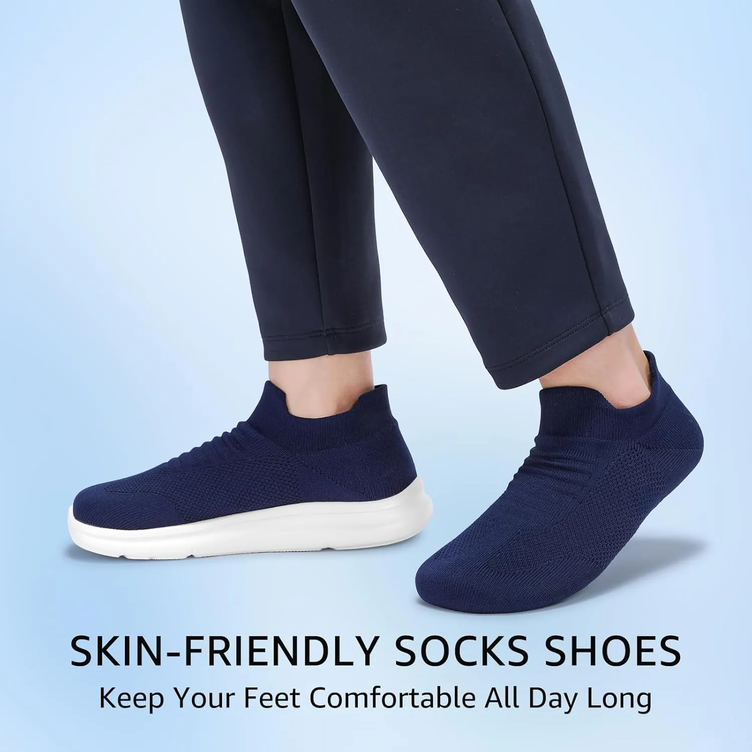 STQ Wide Toe Box Walking Shoes Women : Sock Orthopedic Slip On Shoe, Non-Slip Comfort Mesh Diabetic Sneakers for Plantar Fasciitis Relief, Bunions