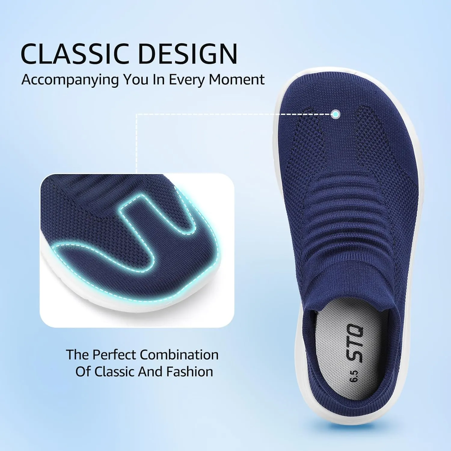 STQ Wide Toe Box Walking Shoes Women : Sock Orthopedic Slip On Shoe, Non-Slip Comfort Mesh Diabetic Sneakers for Plantar Fasciitis Relief, Bunions