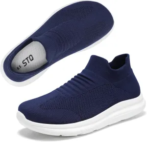STQ Wide Toe Box Walking Shoes Women : Sock Orthopedic Slip On Shoe, Non-Slip Comfort Mesh Diabetic Sneakers for Plantar Fasciitis Relief, Bunions