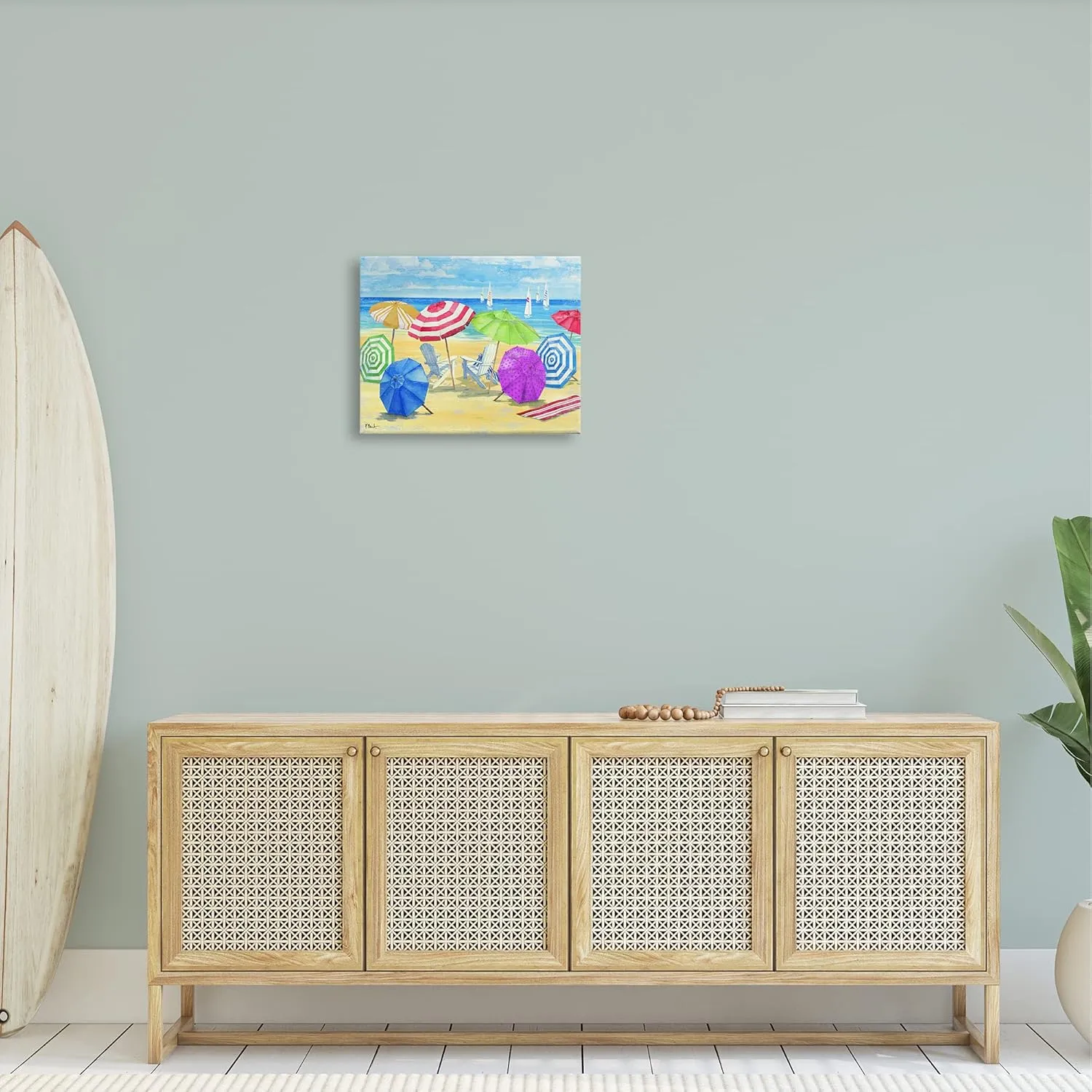 Stupell Industries Umbrella Coast Vibrant Beach Landscape Canvas Wall Art, Design by Paul Brent