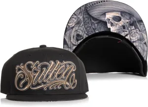 Sullen Sicarios Tattoo Lifestyle Graphic Snapback Flat Bill Hat Black