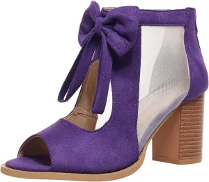 Summer Sandals for Women 2025 Ankle Strap Chunky High Heel Sandals Fashion Bow Fish Mouth Open Toe Sandal Breathable Backless Slingback Dress Shoes Comfortable Dress Booties