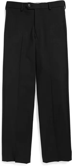 Tallia Boy's 4-22 Wool Blend Flat Front Dress Pant - Regular & Husky Sizes (5 Regular, Black)