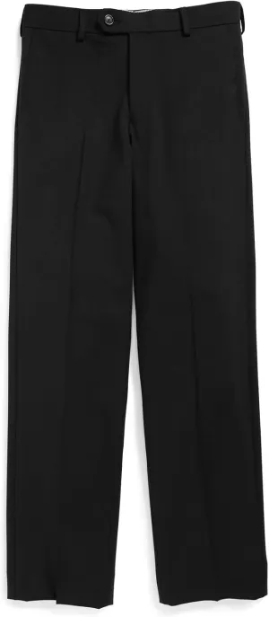 Tallia Boy's 4-22 Wool Blend Flat Front Dress Pant - Regular & Husky Sizes (6 Regular, Black)