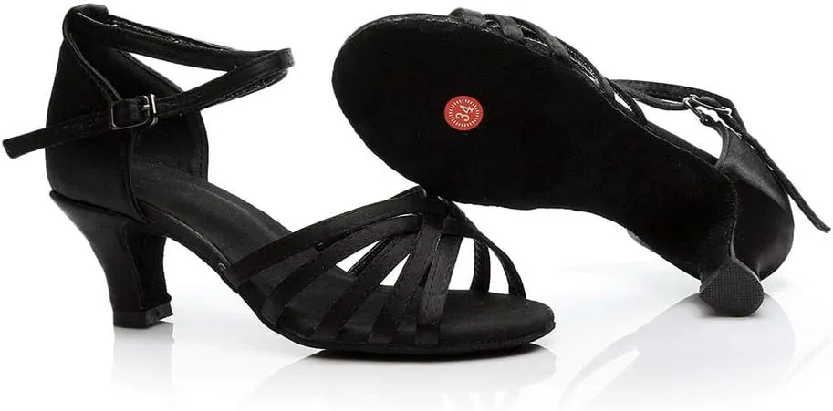 Tango Shoes for Women Low Heel Ballroom Sandals Open Toe Dress Shoes Practice Dance Shoe Comfort Ballroom Heels