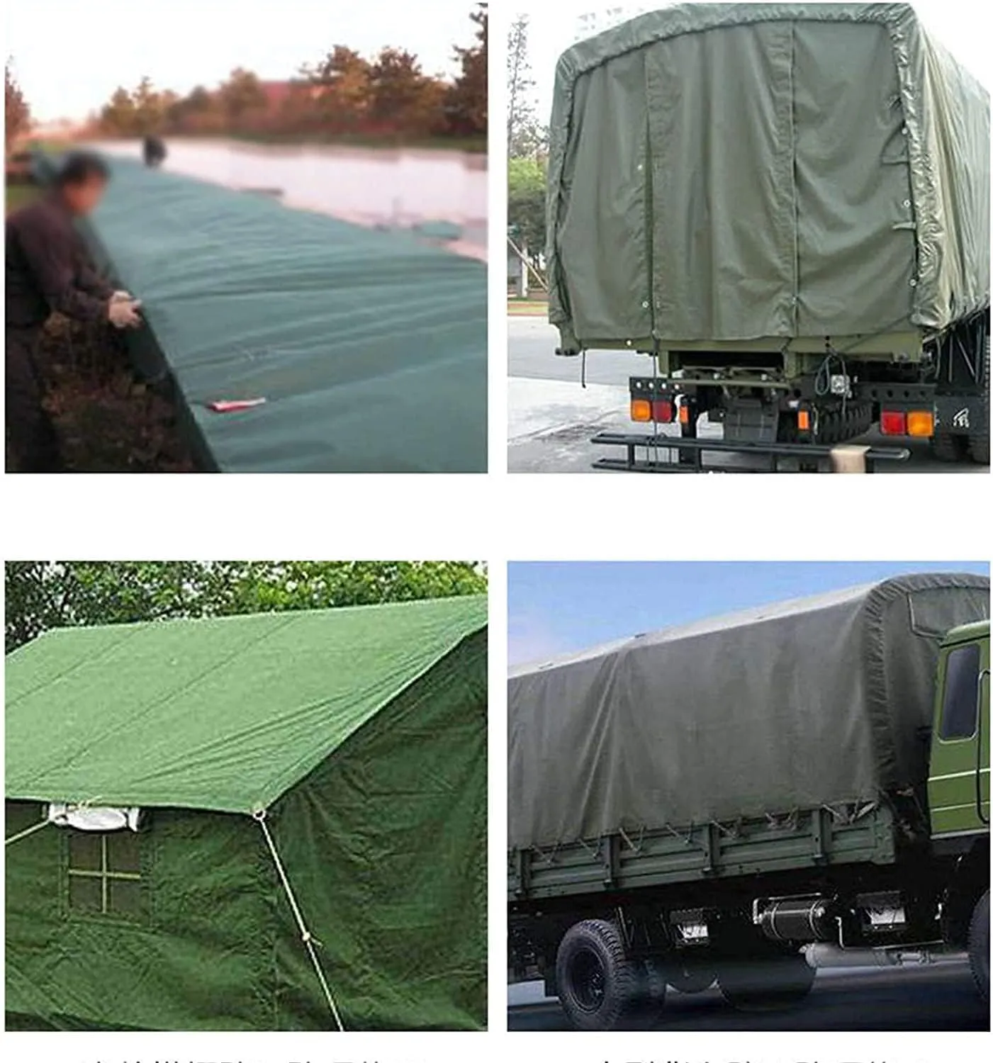 Tarpaulin, Waterproof Heavy-Duty Green Tarp Premium Quality Canvas Cover ，Canvas Tarp with Grommets，Tear-Resistant, UV-Resistant Camping Tarp,8x12m