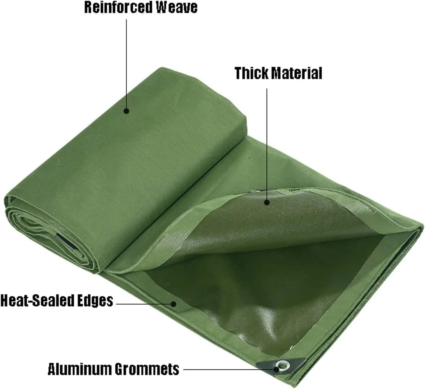 Tarpaulin, Waterproof Heavy-Duty Green Tarp Premium Quality Canvas Cover ，Canvas Tarp with Grommets，Tear-Resistant, UV-Resistant Camping Tarp,8x12m