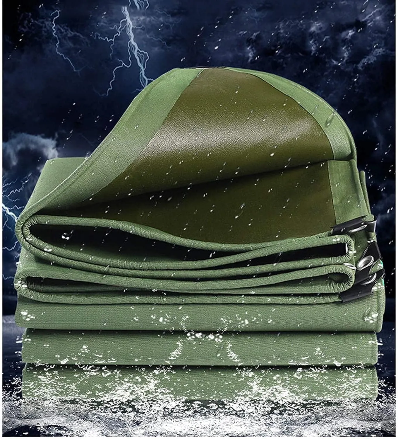 Tarpaulin, Waterproof Heavy-Duty Green Tarp Premium Quality Canvas Cover ，Canvas Tarp with Grommets，Tear-Resistant, UV-Resistant Camping Tarp,8x12m
