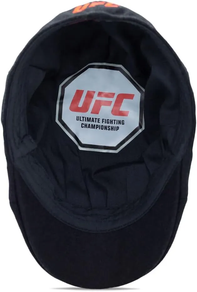 The Original UFC Six Panel Boston Scally Cap - Flat Cap Fitted Hat for Men - Black
