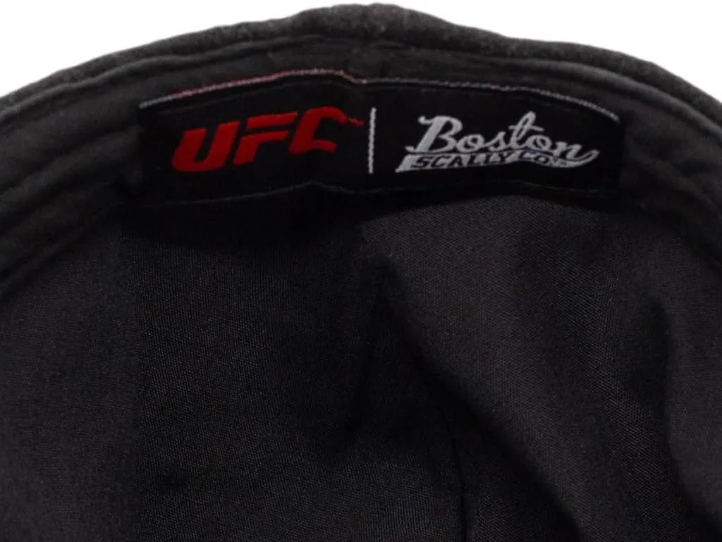 The Original UFC Six Panel Boston Scally Cap - Flat Cap Fitted Hat for Men - Black