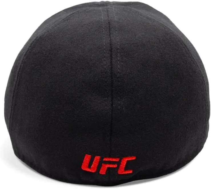 The Original UFC Six Panel Boston Scally Cap - Flat Cap Fitted Hat for Men - Black