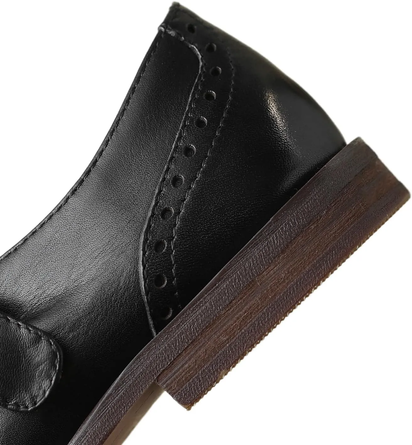 TinaCus Genuine Leather Handmade Round Toe Strap Buckle Women's Retro Flat Shoes
