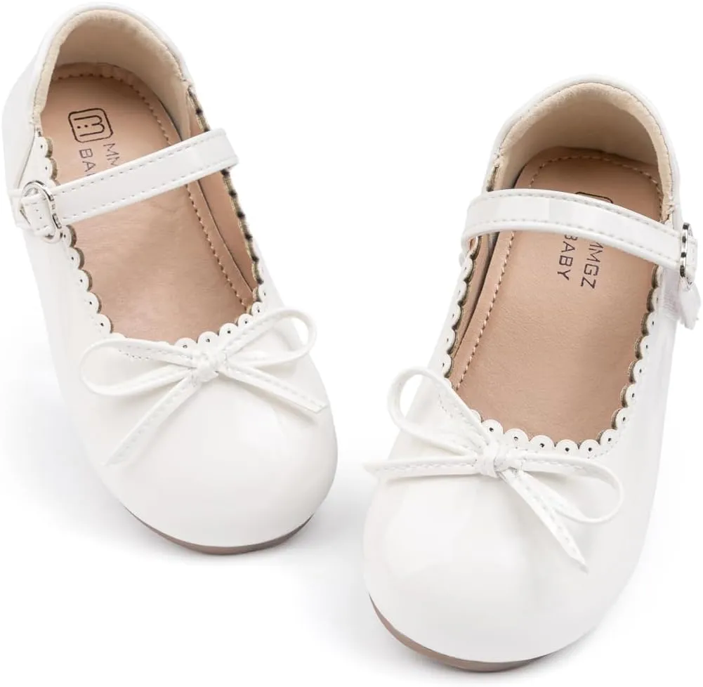 Toddler Girl Dress Shoes Bow Knot Mary Jane Flat Shoes Little Girl Wedding Party School Church Shoes