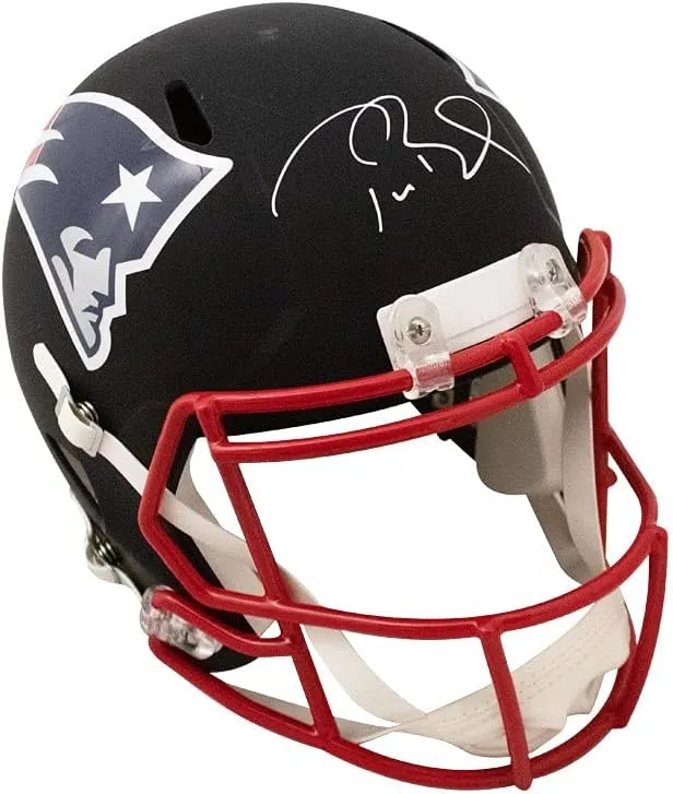 Tom Brady Autographed Patriots Flat Black Replica Full-Size Football Helmet - Fanatics LOA