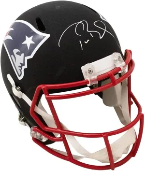 Tom Brady Autographed Patriots Flat Black Replica Full-Size Football Helmet - Fanatics LOA