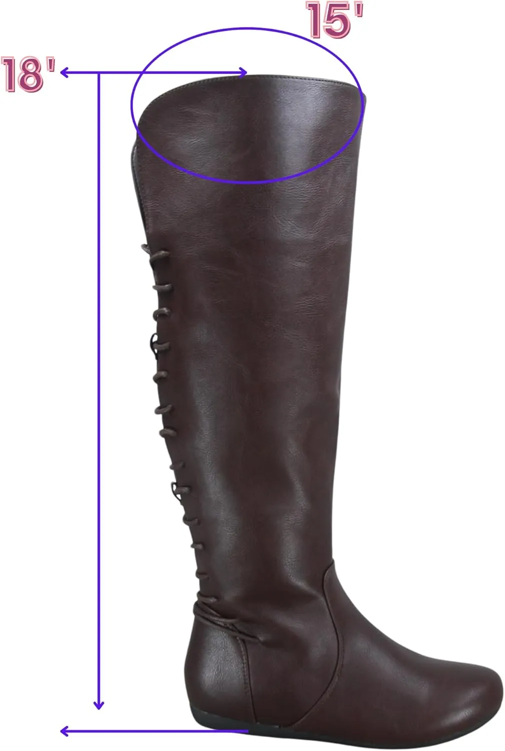 TOP Moda Night-76 Women's Mid Calf Round Toe Buckle Slouched Flat Boots