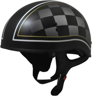 TORC T55 Spec-Op Motorcycle Half Helmet with Graphic and Drop-Down Sun Visor (Checker, Medium), Flat Black Checker (T5515CK23)