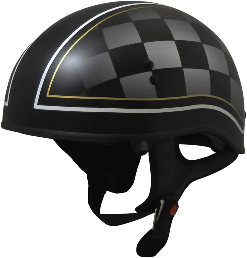 TORC T55 Spec-Op Motorcycle Half Helmet with Graphic and Drop-Down Sun Visor (Checker, Medium), Flat Black Checker (T5515CK23)