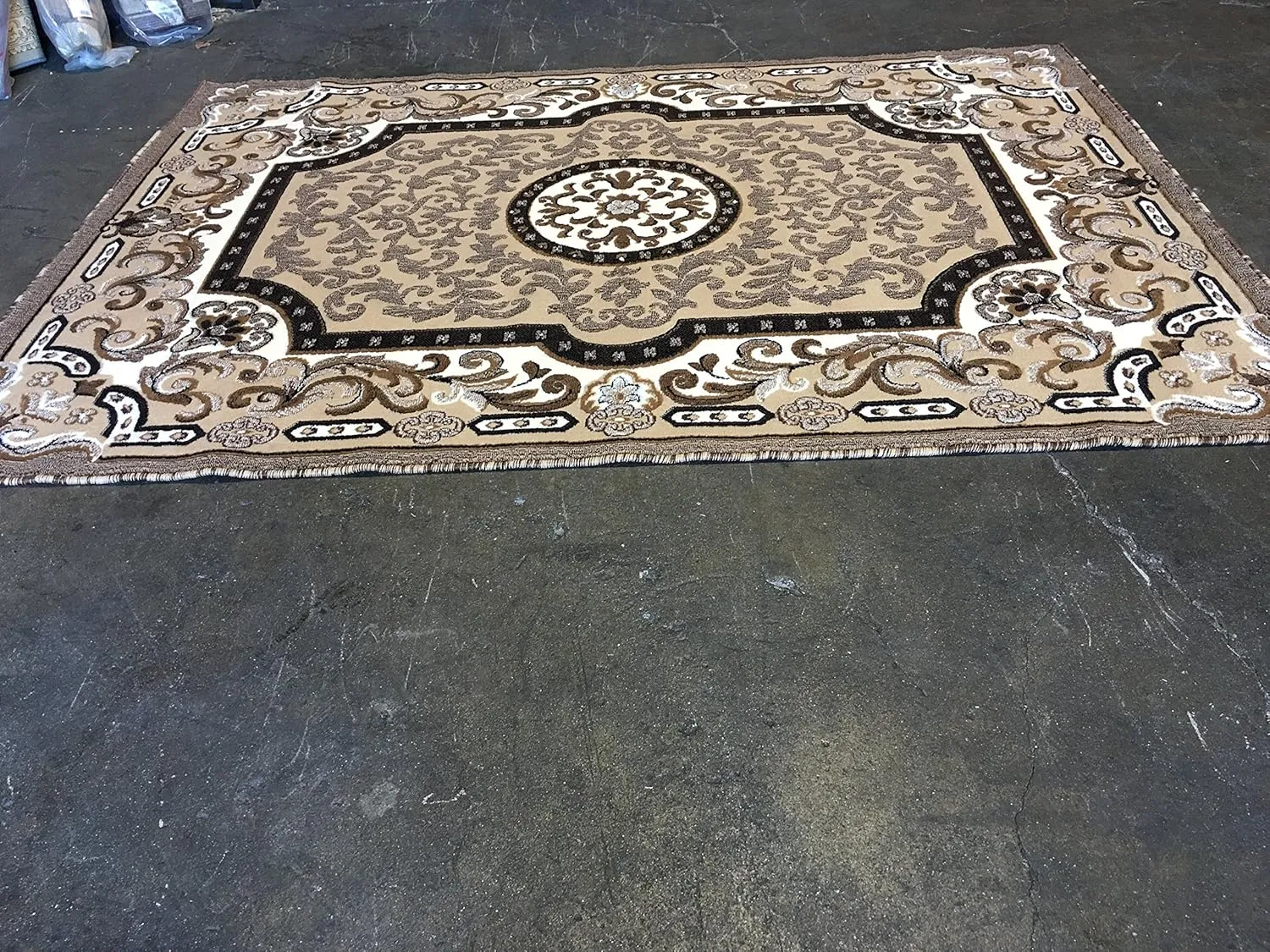 Traditional Persian Area Rug Kingdom Berber Beige Design D123 (8 feet X 10 feet)