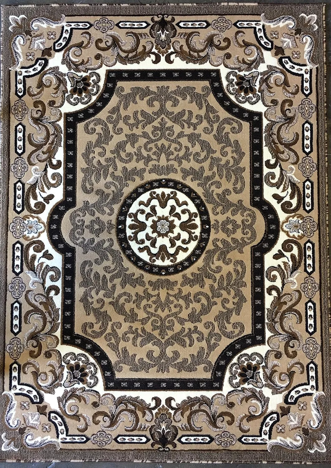 Traditional Persian Area Rug Kingdom Berber Beige Design D123 (8 feet X 10 feet)