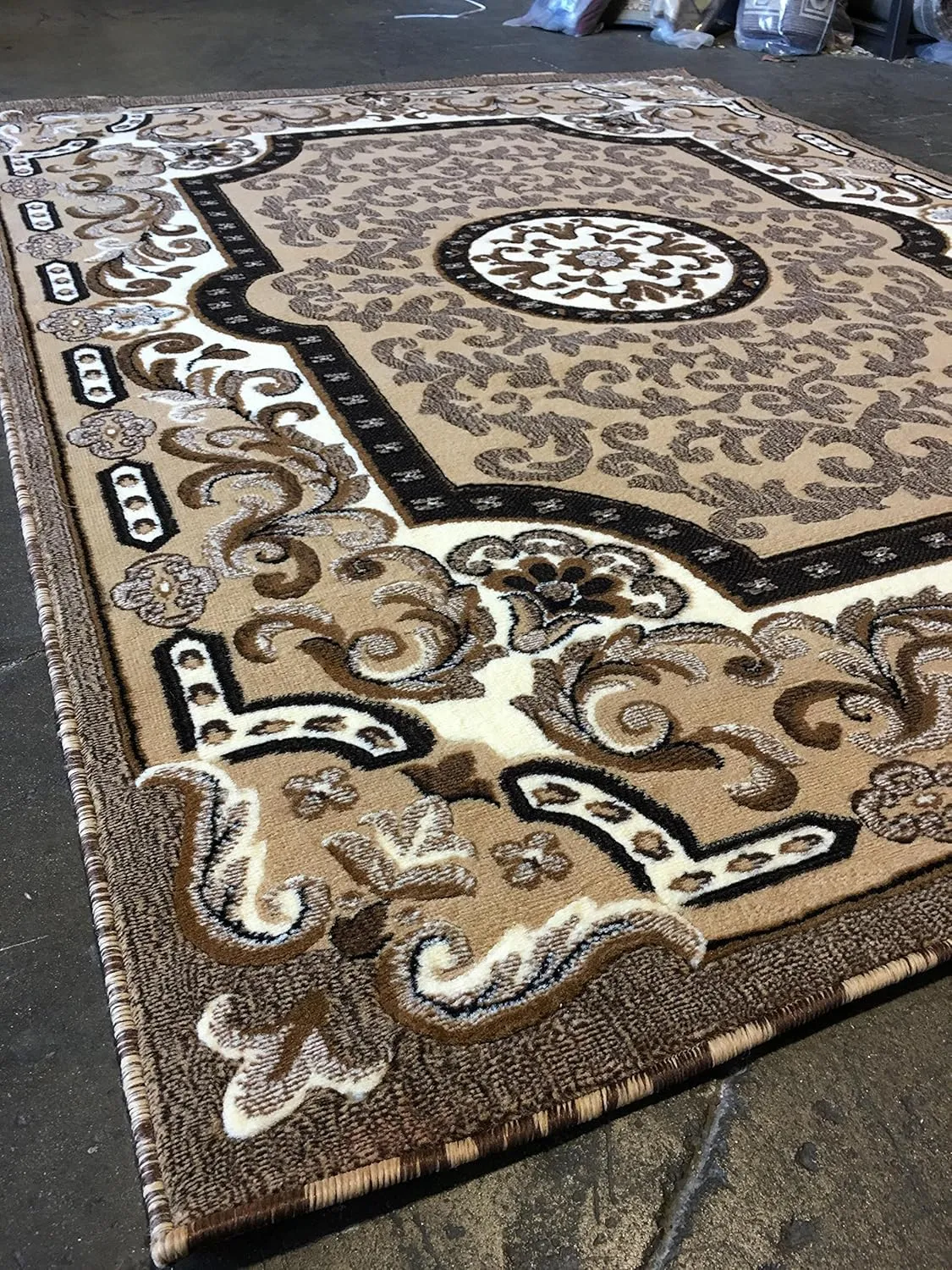 Traditional Persian Area Rug Kingdom Berber Beige Design D123 (8 feet X 10 feet)
