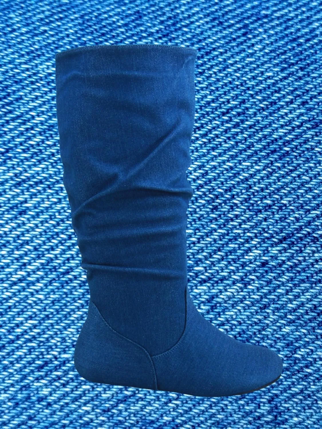 TZ Lily-01 Women's Pull Up Closed Round Toe Flat Heel Slouchy Mid-Calf Casual Boots