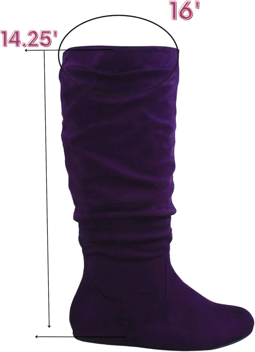 TZ Lily-01 Women's Pull Up Closed Round Toe Flat Heel Slouchy Mid-Calf Casual Boots