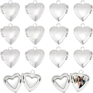 UNICRAFTALE Stainless Steel Memory Locket Pendants Heart Floating Locket Pendants Flat Round Living Memory Pendant Photo Frame Lockets Pendant for DIY Necklaces Jewelry Making