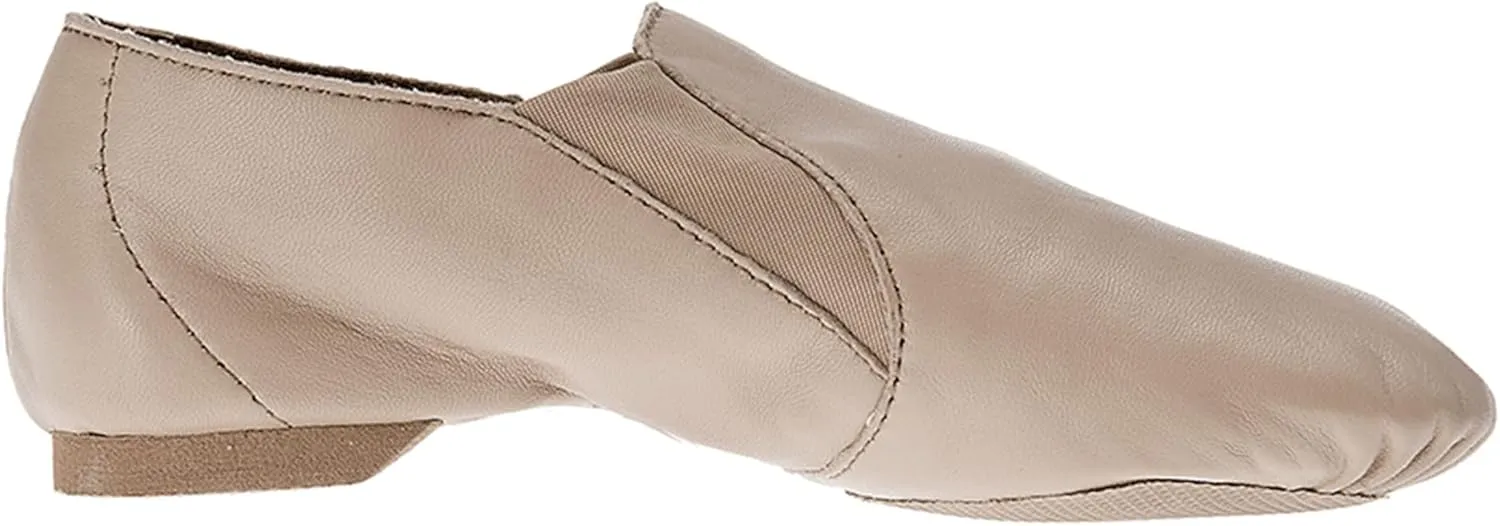 Varsity Strut Black and Tan Slip On Split Sole Leather Dance and Jazz Shoes