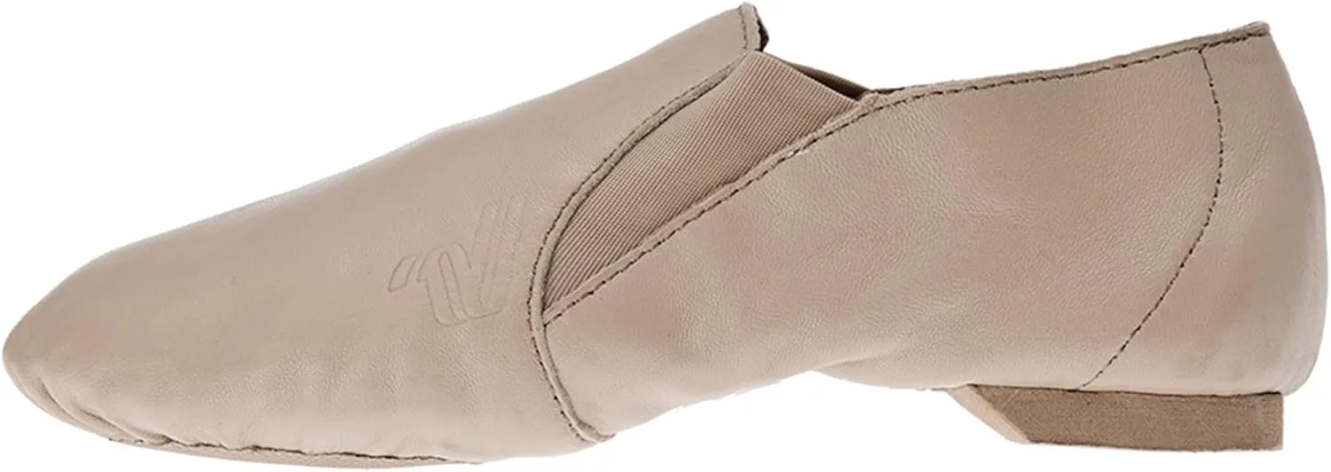 Varsity Strut Black and Tan Slip On Split Sole Leather Dance and Jazz Shoes