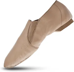 Varsity Strut Black and Tan Slip On Split Sole Leather Dance and Jazz Shoes