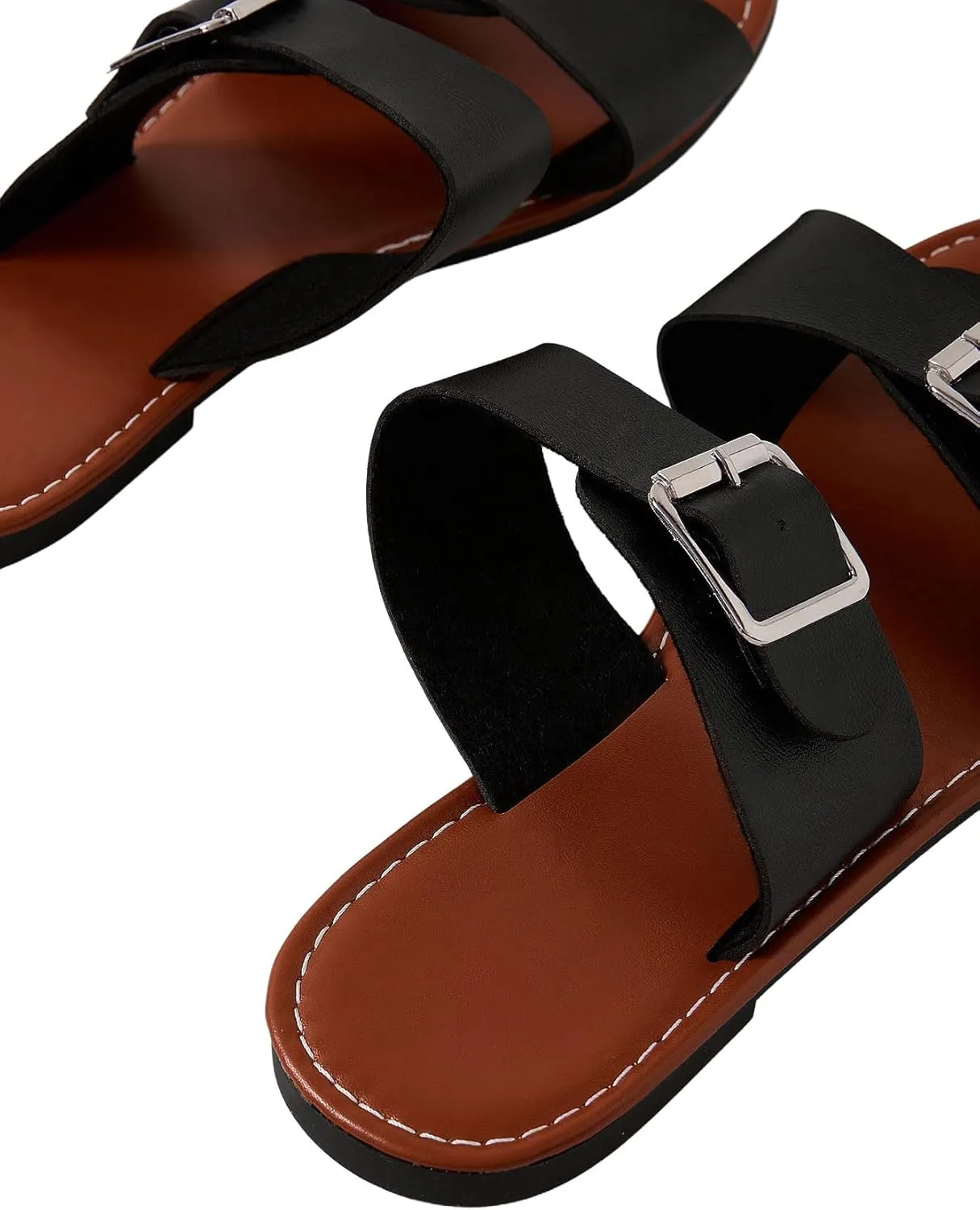 Verdusa Women's Buckle Sandals Summer Slides Open Toe Beach Outdoor Sandal Shoes