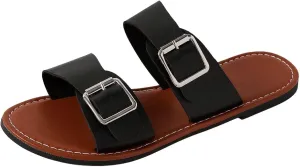 Verdusa Women's Buckle Sandals Summer Slides Open Toe Beach Outdoor Sandal Shoes