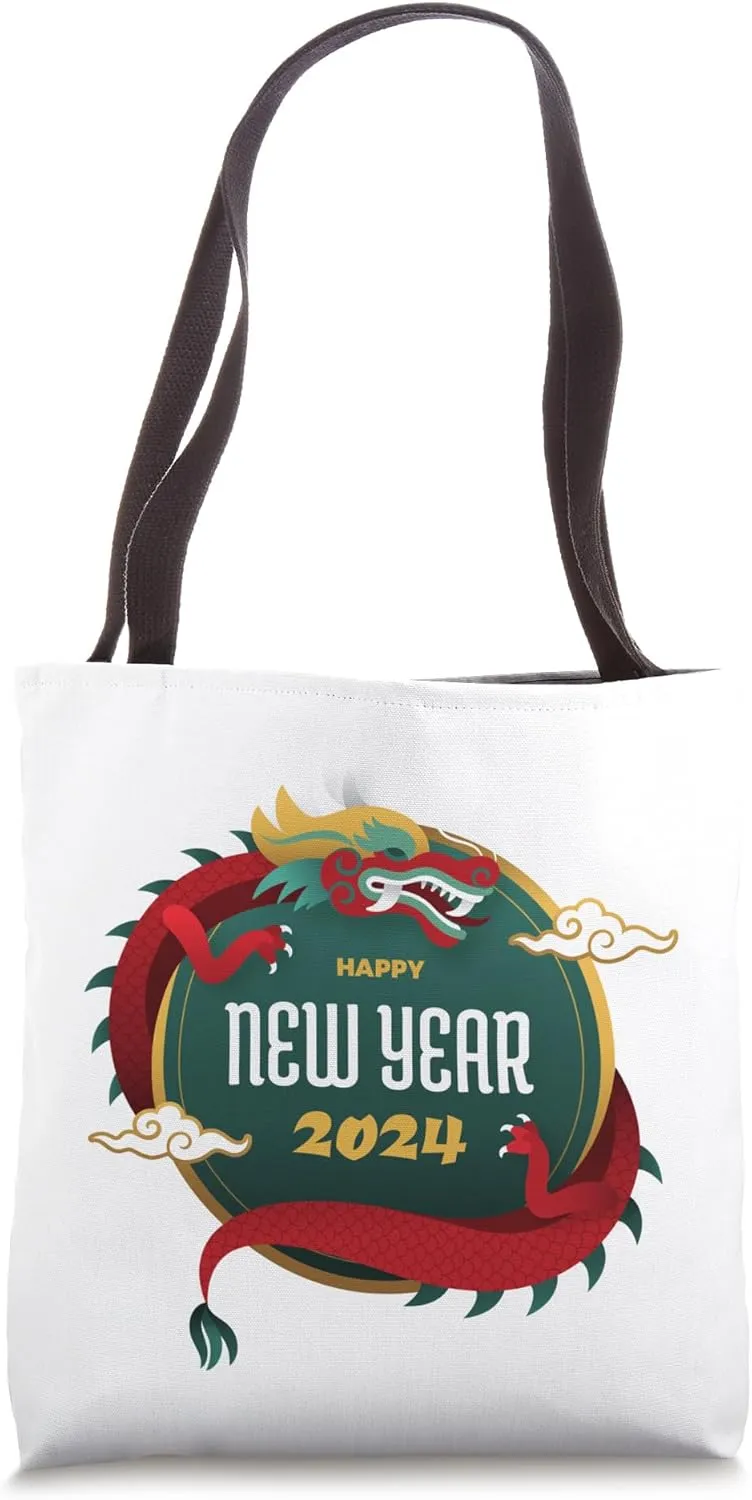 Vintage Lucky Money Red Envelope Dragon Year Ingot Coin Tote Bag