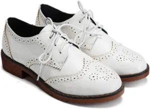 VOKLIN Women's Classic Flat Saddle Oxford Shoes Lace Up Wingtip Perforated Low Heels Vintage School Brogues