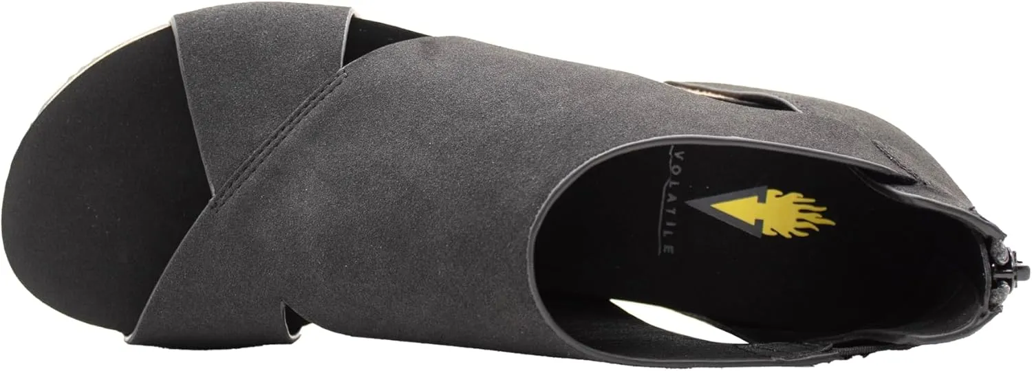 VOLATILE Womens Barstow Ankle Strap Footbed Casual Sandals Casual Low Heel 1-2" - Black