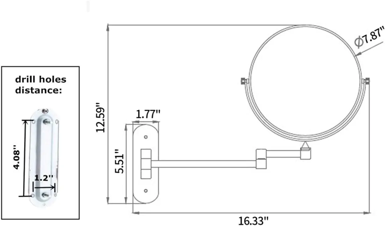 Wall Mounted Mirror Double Sided with 10X Magnification for Bathroom, Copper and Stainess Steel, Wall Mount Vanity Mirror Matte Black (10x Magnification, Matte Black)