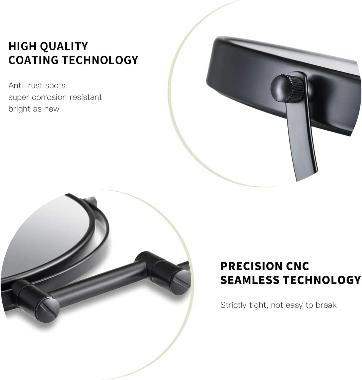 Wall Mounted Mirror Double Sided with 10X Magnification for Bathroom, Copper and Stainess Steel, Wall Mount Vanity Mirror Matte Black (10x Magnification, Matte Black)
