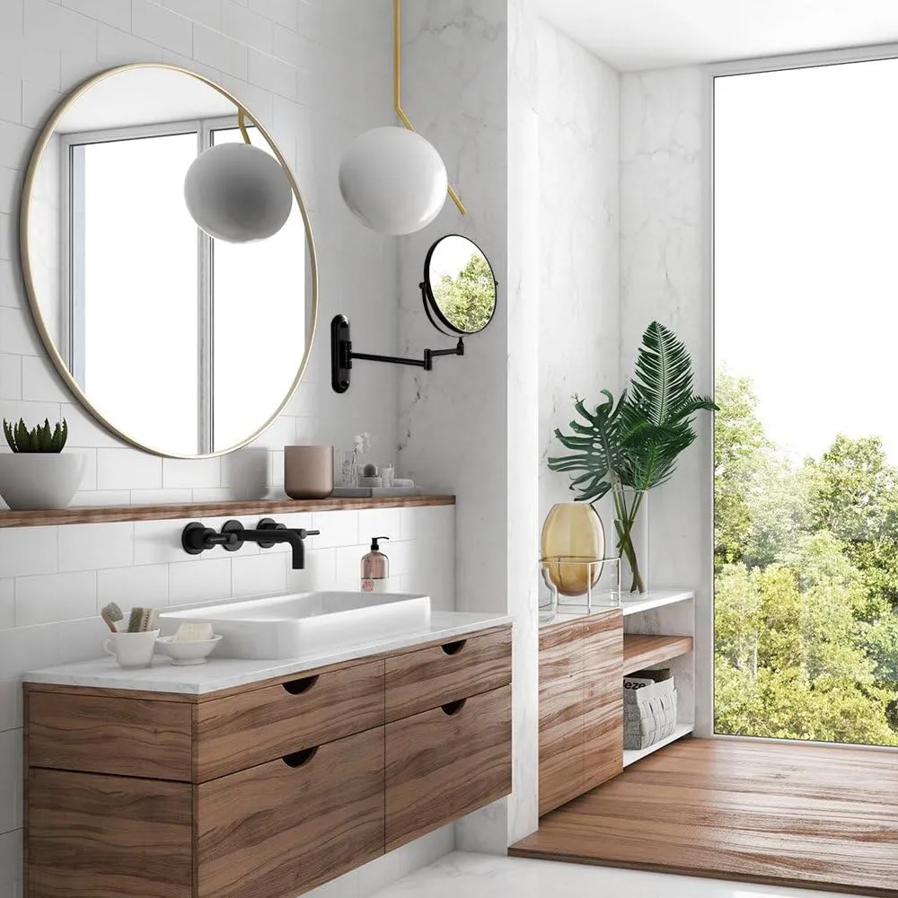 Wall Mounted Mirror Double Sided with 10X Magnification for Bathroom, Copper and Stainess Steel, Wall Mount Vanity Mirror Matte Black (10x Magnification, Matte Black)