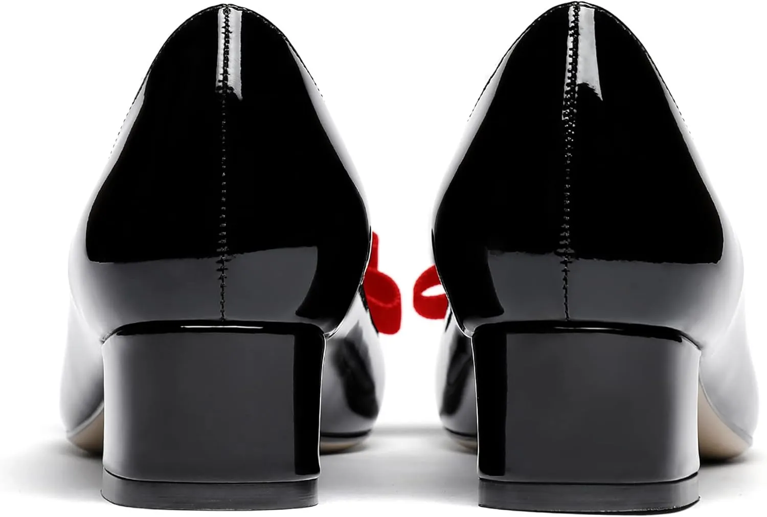 WAYDERNS Women's Patent Bow Slip On Round Toe Chunky Low Heel Pumps Shoes 1.5 Inch