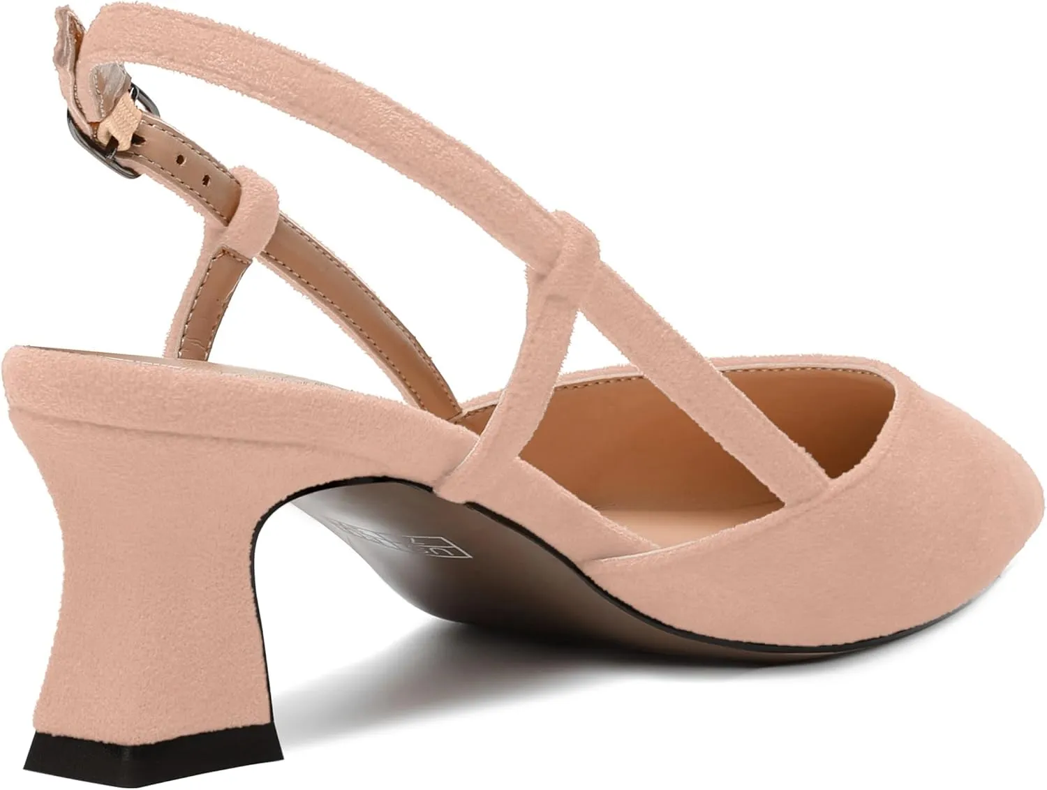 WAYDERNS Womens Slim Adjustable Strap Buckle Suede Pointed Toe Business Formal Kitten Low Heel Pumps Shoes 2 Inch