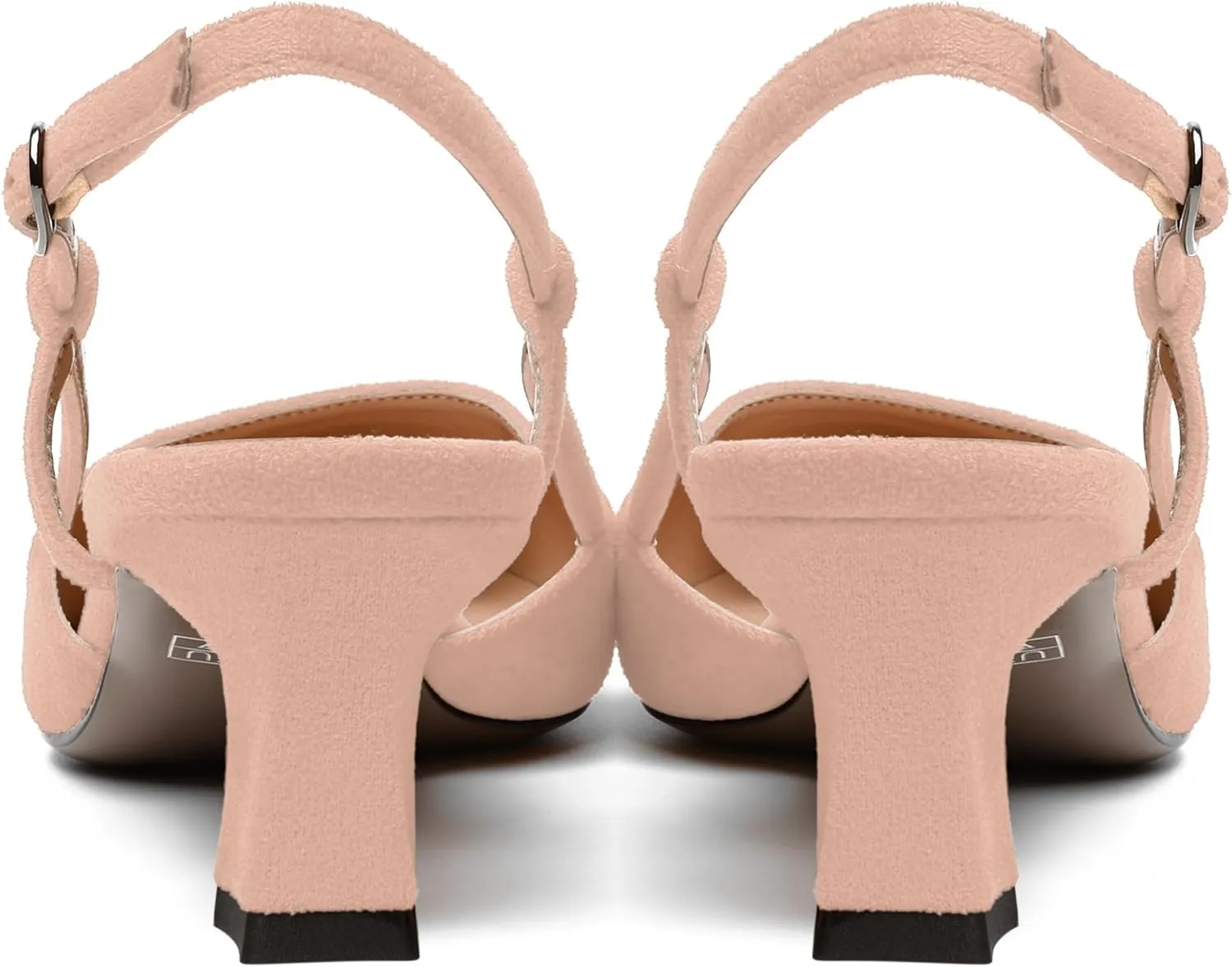 WAYDERNS Womens Slim Adjustable Strap Buckle Suede Pointed Toe Business Formal Kitten Low Heel Pumps Shoes 2 Inch