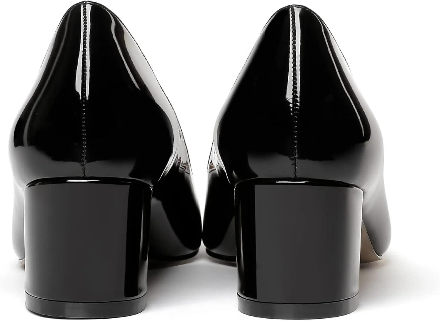 WAYDERNS Women's Slip On Block Patent Round Toe Dress Office Chunky Low Heel Pumps Shoes 2 Inch