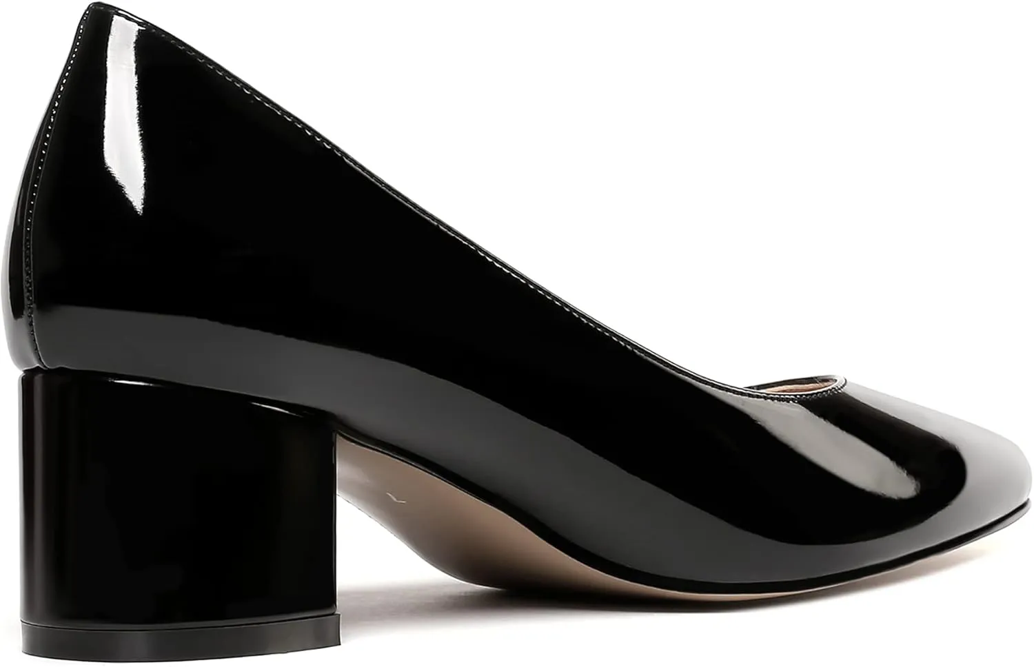 WAYDERNS Women's Slip On Block Patent Round Toe Dress Office Chunky Low Heel Pumps Shoes 2 Inch