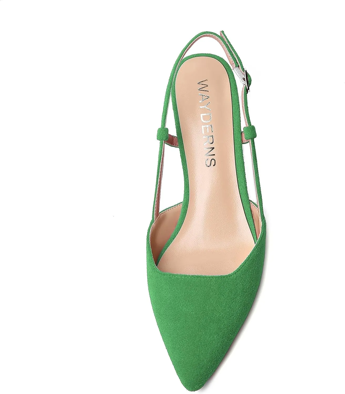 WAYDERNS Womens Suede Slingback Ankle Strap Wedding Solid Fashion Pointed Toe Buckle Kitten Low Heel Pumps Shoes 1.5 Inch