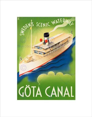 Wee Blue Coo Travel Gota Canal Boat Cruise Scenic Waterway Sweden Wall Art Print
