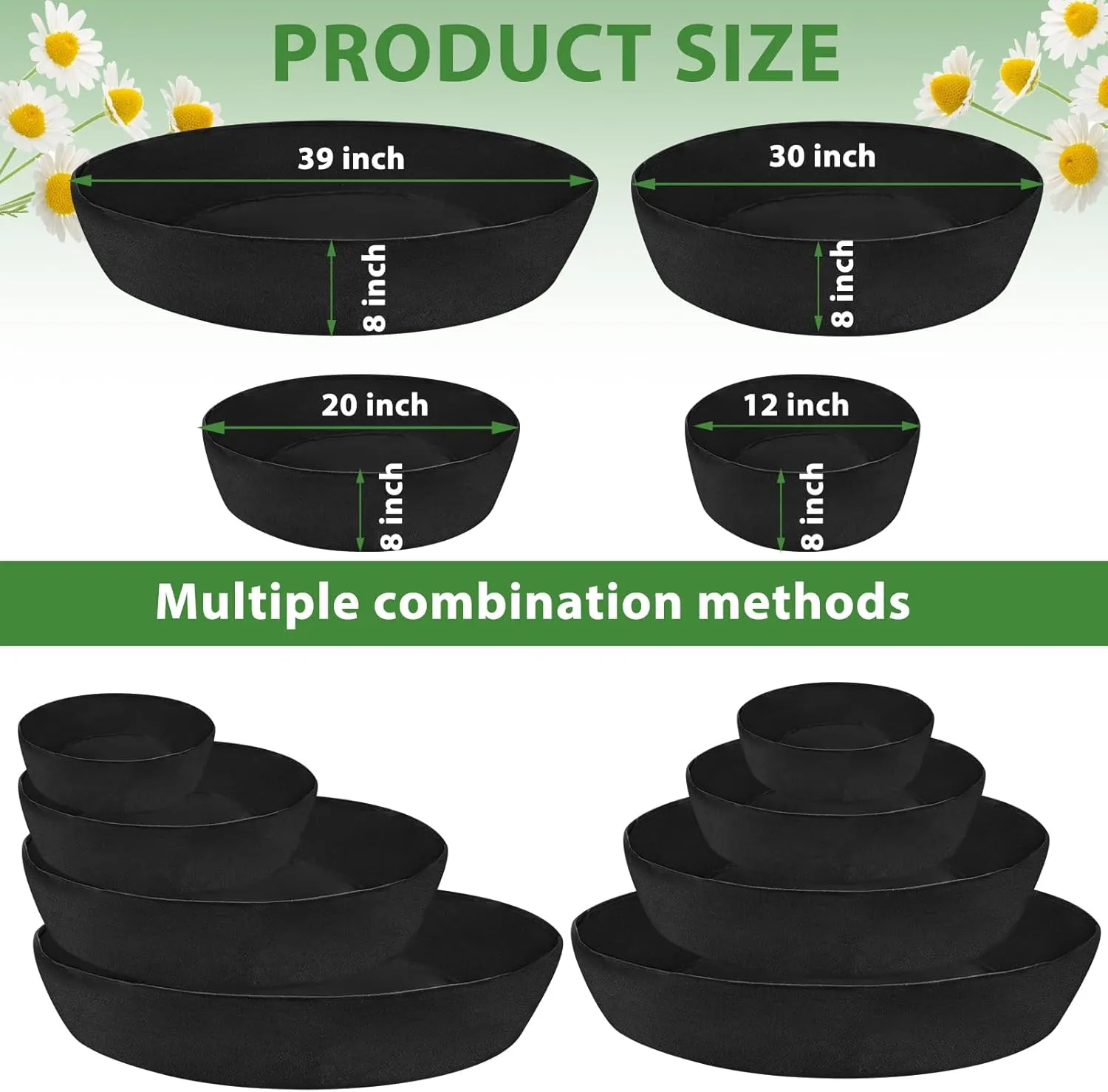 Wenfan 4 Tiered Strawberry Planter Fabric Raised Garden Planting Bed Stackable Strawberry Planter Bag Felt Planting Container for Growing Vegetables Herb Plant, 8 Inch Deep, Round