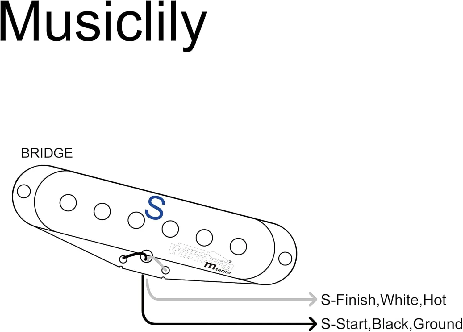 Wilkinson M Series High Output Alnico 5 Strat Single Coil Bridge Pickup for Stratocaster Electric Guitar, Black
