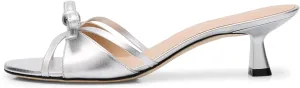 Women Heeled Sandals Mules Round Open Toe Bow Slides Low Kitten Heels Silp On Slippers Casual Stiletto Wedding Dress Slide Shoes