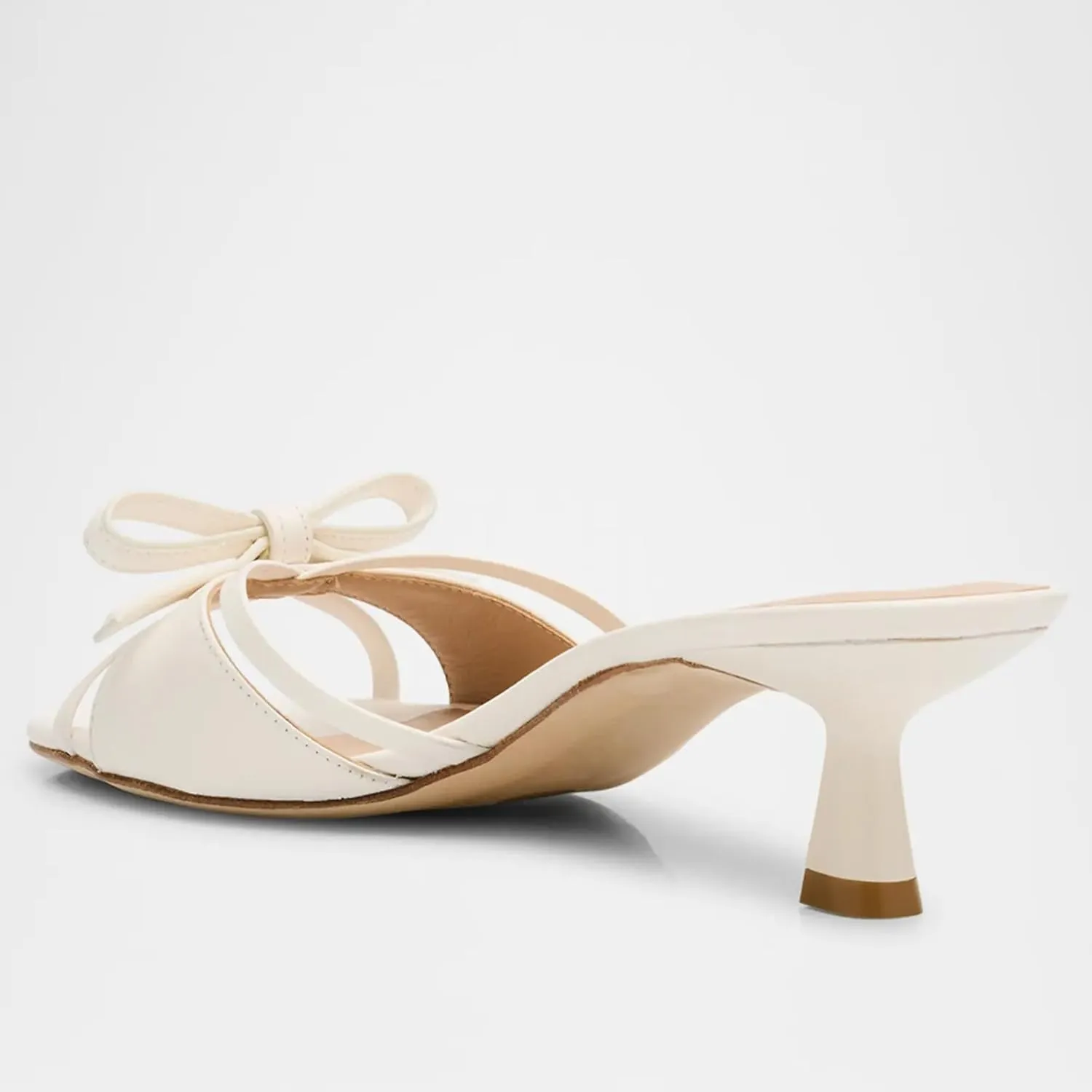 Women Heeled Sandals Mules Round Open Toe Bow Slides Low Kitten Heels Silp On Slippers Casual Stiletto Wedding Dress Slide Shoes